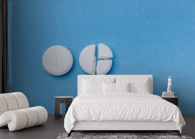 Two pills on a blue background, medicine, Wall mural