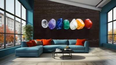 Top View of Chakra Rainbow Crystals Wall mural