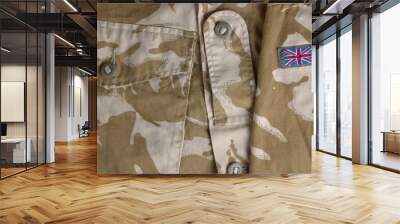 british army desert uniform jacket and a flag Wall mural