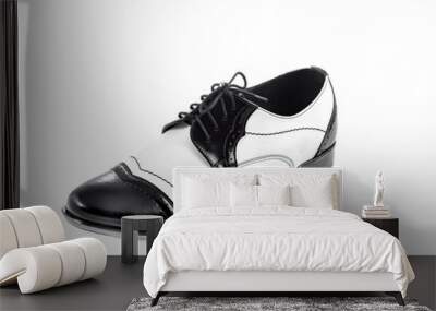 Elegant polished male Oxford shoes isolated on white background Wall mural