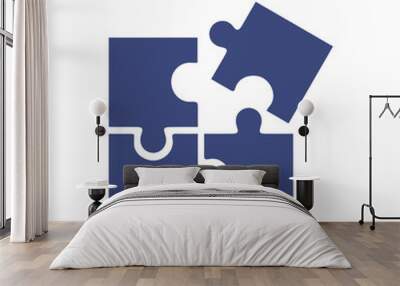 Puzzle compatible icon in flat style. Jigsaw agreement illustration on white isolated background. Cooperation solution business concept. Wall mural