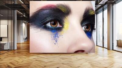 Female eye with unusual artistic painting makeup Wall mural