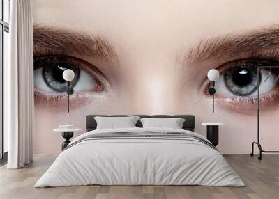 Female eye zone and brows with day makeup Wall mural