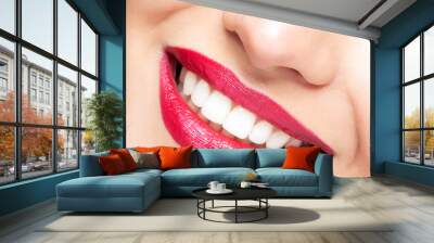 smiling female mouth closeup shot Wall mural