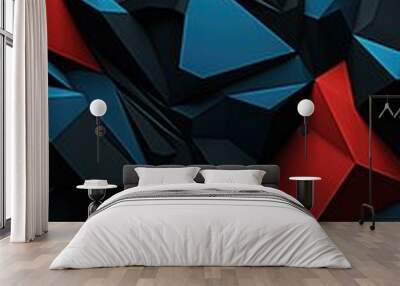 A black and red background with a lot of triangles. Generative AI. Wall mural