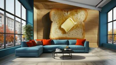 A slice of bread with butter on top of it. AI. Wall mural