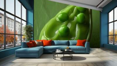 Green pea puree with whole peas on top. AI. Wall mural