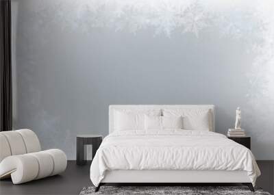 Border of various snowflakes on light grey background. Wall mural