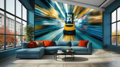  forklift driving fast in the warehouse Wall mural