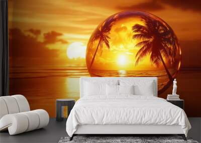 A glowing summer landscape inside a crystal ball Wall mural