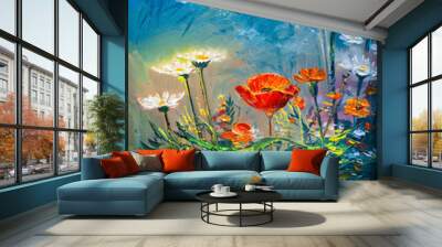 Oil painting Daisy flowers Wall mural