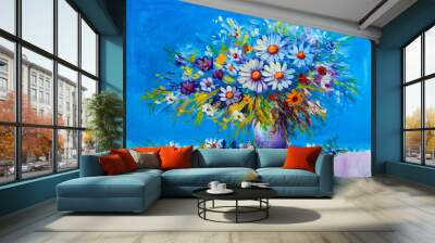 Oil painting Daisy flowers Wall mural