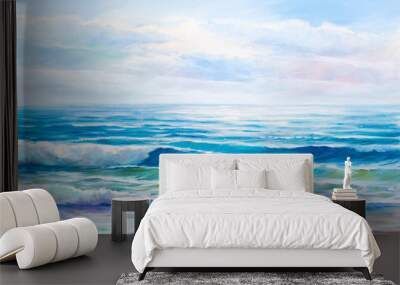 Oil  painting of the sea on canvas.Sketch. Wall mural