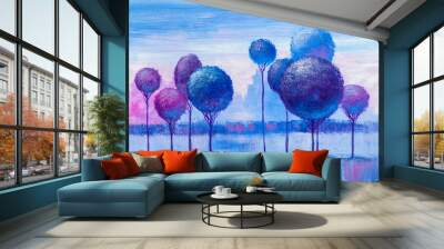 Trees, oil painting, artistic background Wall mural