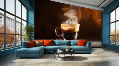 cup of coffee with smoke Wall mural