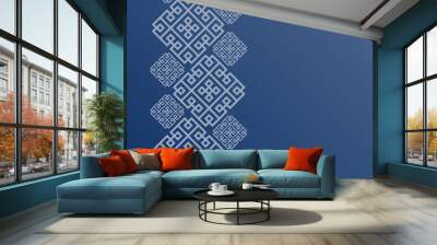 Vector geometric background greek style. Meander vector border for design. Light blue vector frame. Wall mural