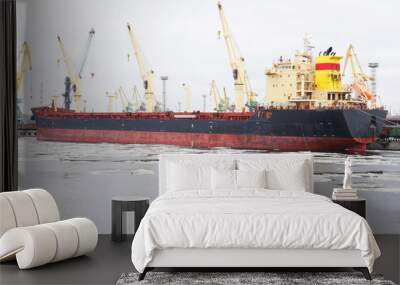 the ship is a bulk carrier at berth Wall mural