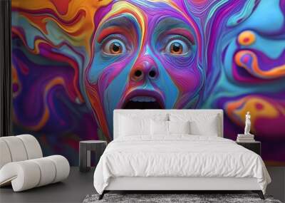 a face, the face is made of colorful swirls Wall mural