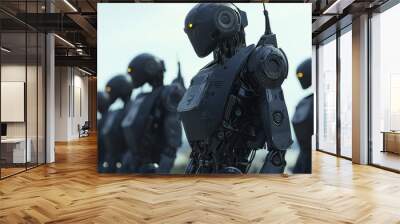 A group of robots are standing in a line Wall mural