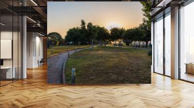 A park with a path and a playground Wall mural