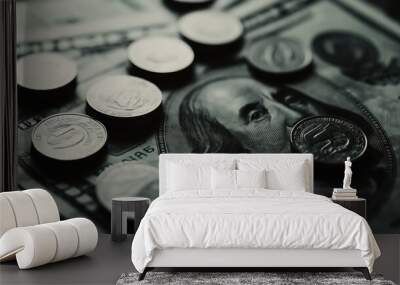 a pile of money, there are many coins Wall mural