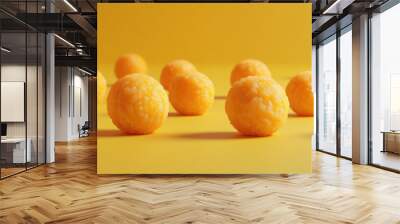 A row of yellow balls on a yellow background Wall mural