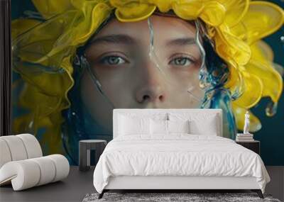 a woman in a flower headdress Wall mural