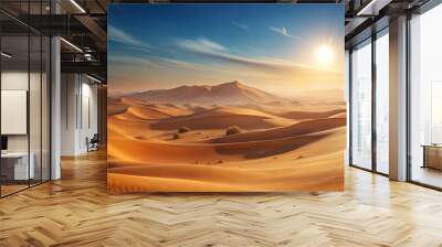 Breathtaking desert landscape with rolling sand dunes under a bright sun Wall mural