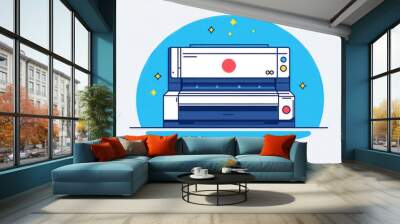 Digital icon of a printer representing printing functionality Wall mural