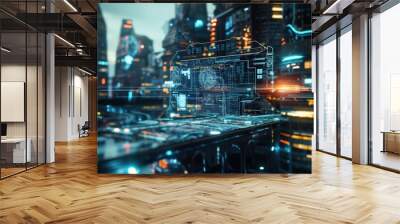 futuristic cityscape with futuristic technology Wall mural