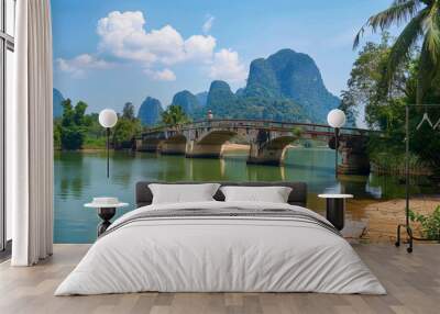 Pilai bridge, the old bridge at Phangnga, Thailand Wall mural