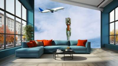 plane taking-off at airport. Wall mural