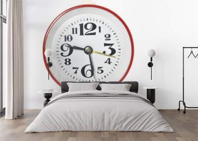 round clock - alarm clock on white background Wall mural