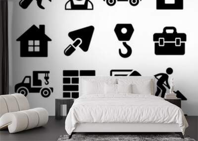 Construction Icons Set on White Background. Vector Wall mural