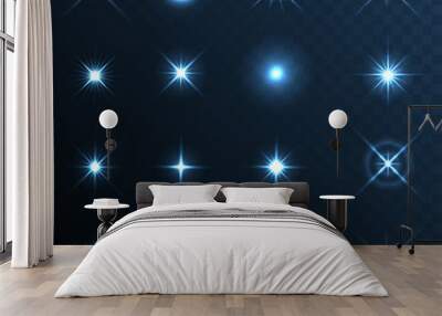 light glow flare stars effect set. Wall mural