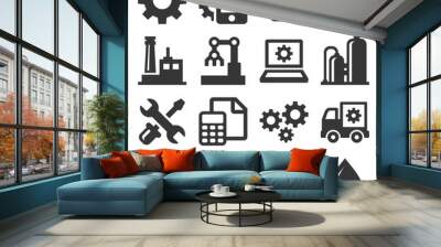 Manufacturing and Engineering Icons Set. Vector Wall mural