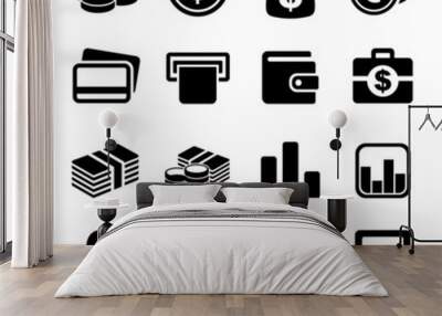 Money icon set Wall mural