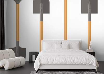 Shovel Set on White Background. Vector Wall mural