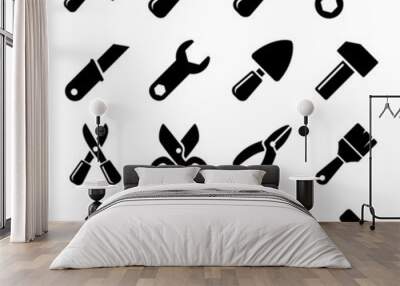 Working tools icon set Wall mural