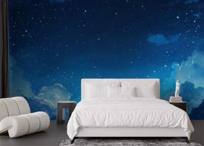 the sky with clouds and stars Wall mural