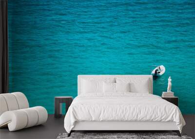 white boat in the azure sea Wall mural