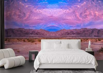 savannah valley and sand desert in the middle east after sunset, digitally manipulated panoramic ima Wall mural