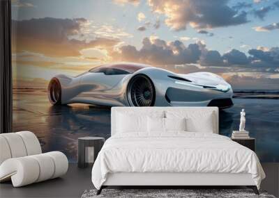 Creating a cutting edge futuristic vehicle with advanced technology in innovative design Wall mural