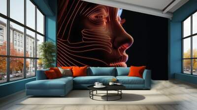 Female face skin lifting  innovative contour correction with ai in cosmetic rejuvenation Wall mural