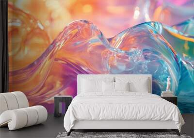 Stunning abstract wavy glass background  a bright and beautiful futuristic wallpaper design Wall mural