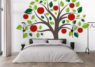 flat color single apple tree Wall mural