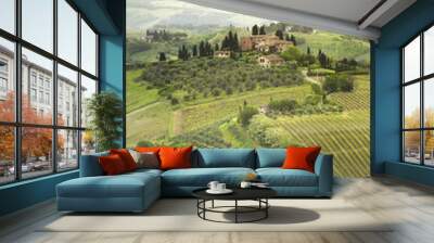 beautiful morning in Tuscany valley in Italy Wall mural