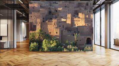 panorama of old city in fort in Morocco Wall mural