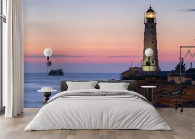 ship rack and lighthouse Wall mural