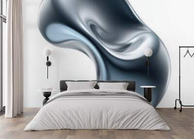 3d render of chrome abstract liquid shape isolated with white highlights, png Wall mural